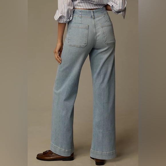 NWOT Maeve The Colette Wide Leg Jeans in Light Wash Blue 34P - Picture 2 of 6